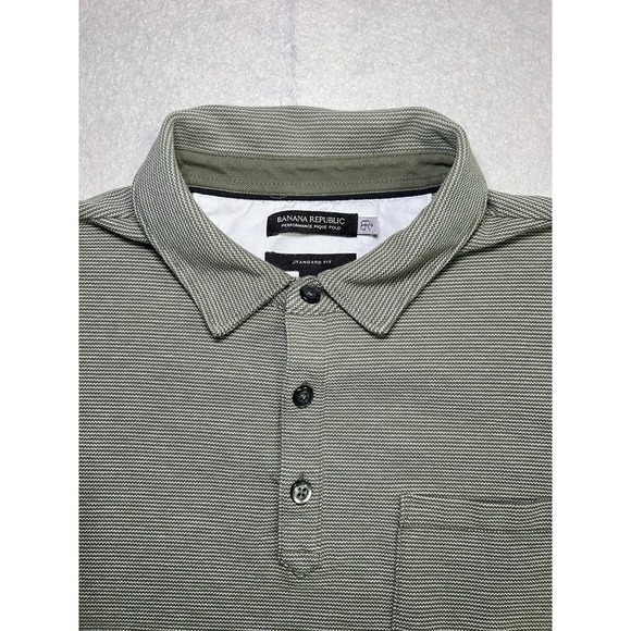 Banana Republic performance Polo Shirt Mens sz L Green Golf Standard fit - Picture 6 of 16